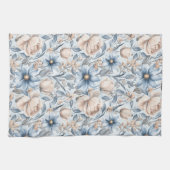 Blue & Blush Botanical Watercolor キッチンタオル (横)