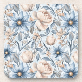 Blue & Blush Botanical Watercolor コースター