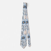 Blue & Blush Botanical Watercolor  ネクタイ (正面)