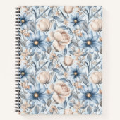 Blue & Blush Botanical Watercolor ノートブック (正面)
