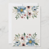 Blue Blush Flower Frame Elegant Wedding Invitation 招待状 (裏面)