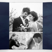 Blue Blush Pink Burgundy Floral Rose Gold Wedding 三つ折り招待状 (内部中)