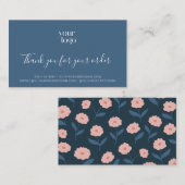 Blue BohoフローラロゴありがとうございますBusiness Insert 名刺 (正面/裏面)