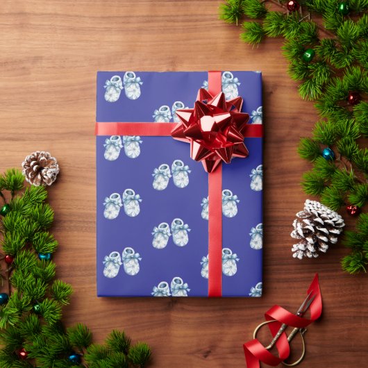 Blue Boho Baby Booties ラッピングペーパー (クリスマスギフト)