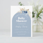 Blue Boho Baby Shower Invitation 招待状 (スタンド正面)