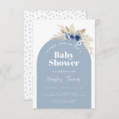 Blue Boho Baby Shower Invitation 招待状 (正面/裏面)