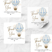 Blue Boho Bear Baby Shower  スクエアシール