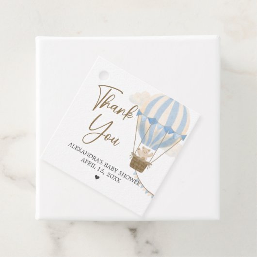 Blue Boho Bear Baby Shower  フェイバータグ (インサイチュ)