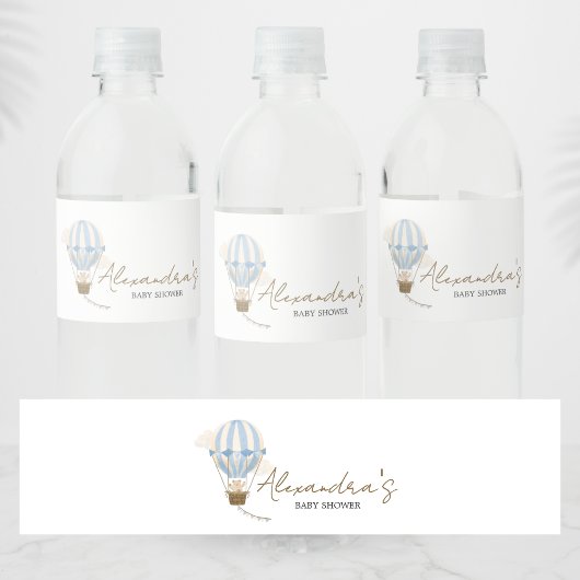 Blue Boho Bear Baby Shower  ペットボトルラベル