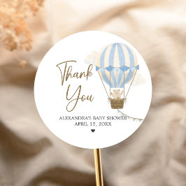 Blue Boho Bear Baby Shower  ラウンドシール