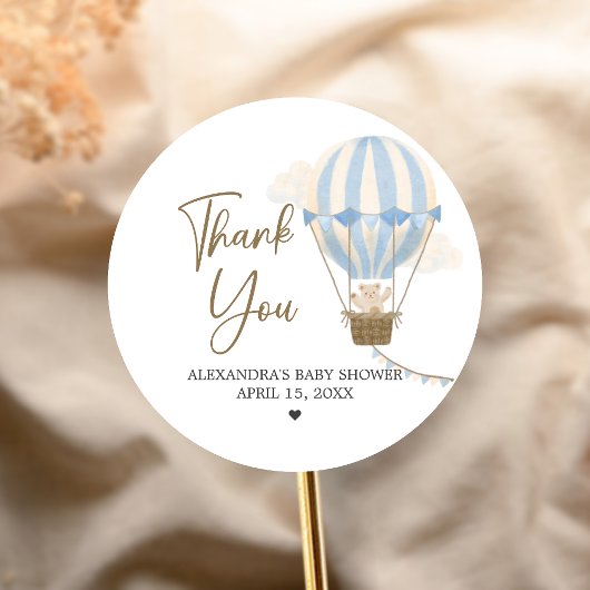 Blue Boho Bear Baby Shower  ラウンドシール