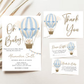 Blue Boho Bear Baby Shower  招待状