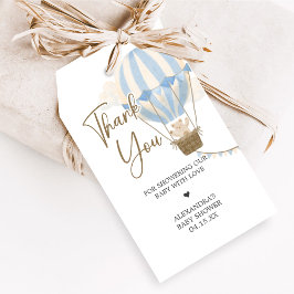 Blue Boho Bear Baby Shower Favor Tags ギフトタグ
