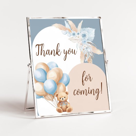 Blue Boho Bear Balloon Thank for 来's ポスター
