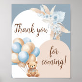 Blue Boho Bear Balloon Thank for 来's ポスター (正面)