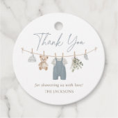 Blue Boho Boy Baby Clothes Baby Shower フェイバータグ (正面)