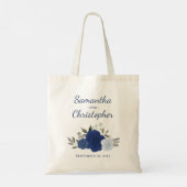 Blue Boho Chic Roses Couple's Names Wedding  トートバッグ (裏面)