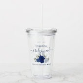 Blue Boho Chic Roses Elegant Bridesmaid Wedding アクリルタンブラー (正面)