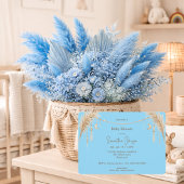 Blue Boho Pampas Baby Shower 招待状