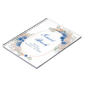 Blue Boho Pampas Grass Birthday Party Guest Book ノートブック (左側)