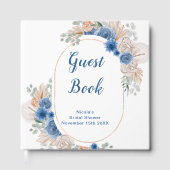 Blue Boho Pampas Grass Bridal Shower ゲストブック (正面)