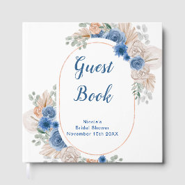 Blue Boho Pampas Grass Bridal Shower ゲストブック