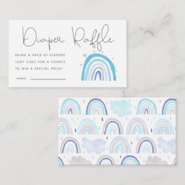 Blue Boho Rainbow Baby Shower Diaper Raffle Ticket エンクロージャーカード