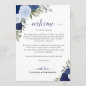 Blue Boho Roses Wedding Welcome & Itinerary プログラム (正面)