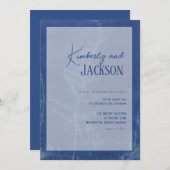 Blue Boho Unique Wedding Invitation 招待状 (正面/裏面)