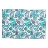 Blue Boho Vintage Floral Print 枕カバー (裏面)