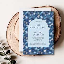 Blue Bokeh Background Arch For Him 50th Birthday 招待状