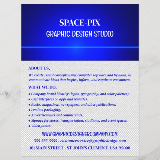 Blue Bokeh Guilloché Design, Graphic Designer チラシ (正面)