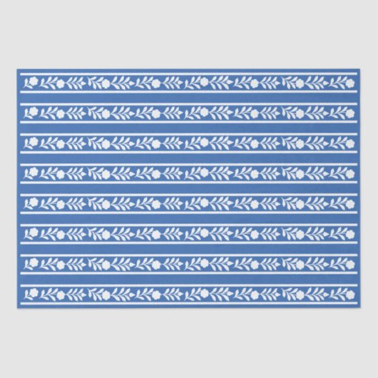 Blue Bone Inlay Floral Border Decoupage Paper 薄葉紙 (正面)