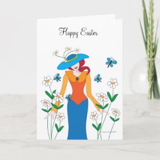 Blue Bonnet Easter Girl Holiday Card シーズンカード