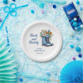 Blue Boots and Bubbly Blue Western Bridal Shower  ペーパープレート (パーティー)