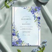 Blue Botanical Bloom Wedding 招待状