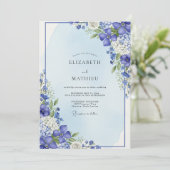 Blue Botanical Bloom Wedding 招待状 (スタンド正面)