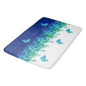 Blue Botanical Butterfly Bath Mat バスマット (アングル)