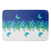 Blue Botanical Butterfly Bath Mat バスマット (正面)