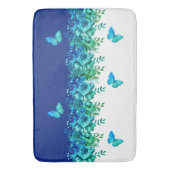 Blue Botanical Butterfly Bath Mat バスマット (正面縦)