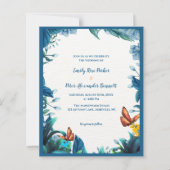Blue Botanical Butterfly Wedding Invitation (正面)