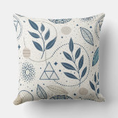 Blue Botanical Geometric Doodle クッション (裏面)