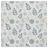 Blue Botanical Geometric Doodle ファブリック (見本)