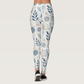 Blue Botanical Geometric Doodle レギンス (裏面)