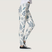 Blue Botanical Geometric Doodle レギンス (右)