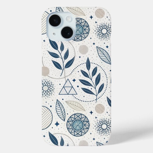 Blue Botanical Geometric Doodle Case-Mate iPhoneケース (裏面)