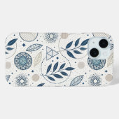 Blue Botanical Geometric Doodle Case-Mate iPhoneケース (裏面 (横))
