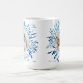 Blue Botanical Hanukkah Jewish Family Photo コーヒーマグカップ (中央)