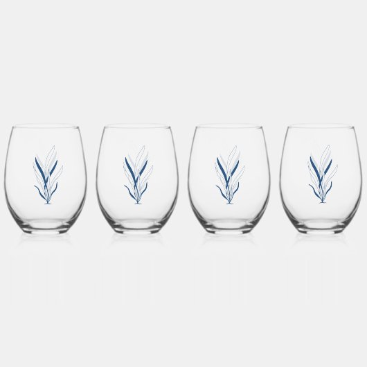 Blue Botanical | Minimal Coastal ステムなしワイングラス (正面)