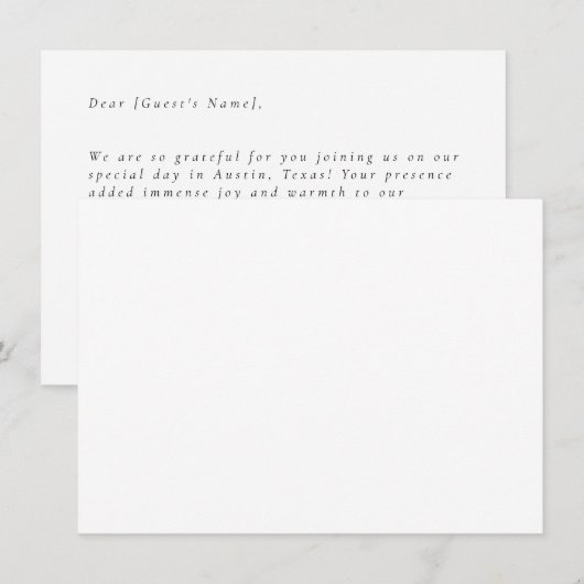 Blue Botanical Modern Wedding Thank You Card 招待状 (正面/裏面)